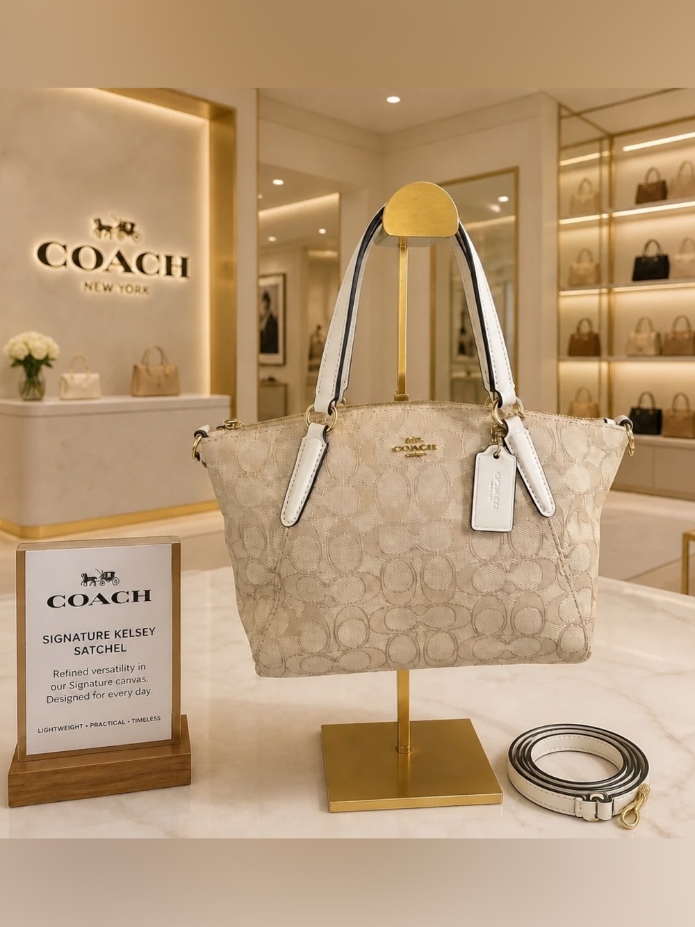COACH SMALL KELSEY SATCHEL IN SIGNATURE JACQUARD BAG